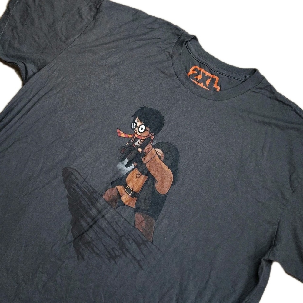 BustedTees Harry Potter Hagrid Lion King Parody T-Shirt Mens 2XL Gray Funny